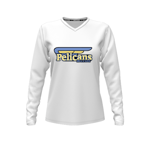 [FTLVCFWH-FYXS-LOGO1] Decker Comfort T-Shirt (Female Youth XS, White, V Neck, Logo 1, Long Sleeve)