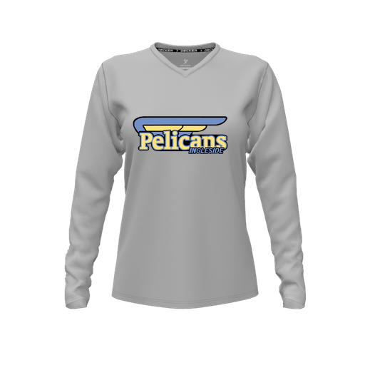 [FTLVCFGY-FYXS-LOGO1] Decker Comfort T-Shirt (Female Youth XS, Gray, V Neck, Logo 1, Long Sleeve)