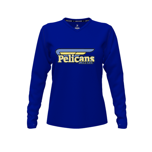[CUS-DFW-TEES-PER-VNK-LSL-RYL-FYXS-LOGO1] Performance T-Shirt (Female Youth XS, Royal, V Neck, Logo 1, Long Sleeve)